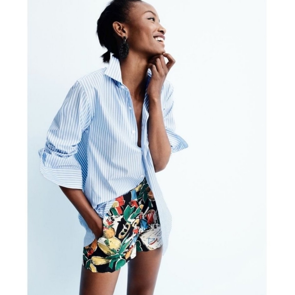 J. Crew Retro Postcard Print Scalloped Cotton Shorts NWT Size 4